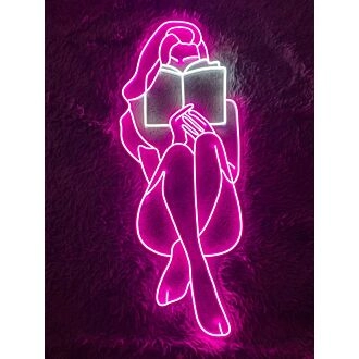 Woman Reading Book Led Neon Sign Woman Book Neon Led Sign Quote Bookworm Bedroom Deco