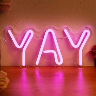 Brighten Your Space: Yay Cute LED Neon Sign - Perfect for Home Decor, Bars, and Weddings.