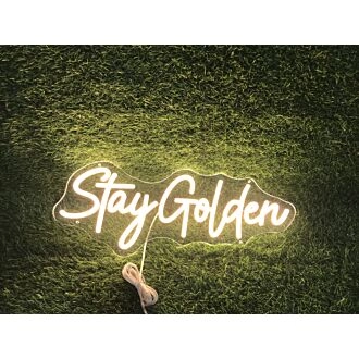Brighten Up Your Space: Yellow Stay Golden LED Neon Sign for Home Decor, Bars, and Celebratory Events