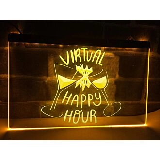 Virtual Happy Hour Hanging Neon Sign