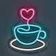 Create a cozy cafe vibe in your kitchen or enhance the ambiance of your coffee shop with the Sweet Coffee Cup With Heart Artistic LED Neon Art Sign.
