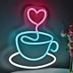 Create a cozy cafe vibe in your kitchen or enhance the ambiance of your coffee shop with the Sweet Coffee Cup With Heart Artistic LED Neon Art Sign.