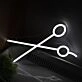 Enhance Your Salon or Crafting Space: White Scissors LED Neon Sign Light Perfect for Home Decor and Storefronts