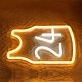 Brighten Your Space: Yellow And White No 24 LED Neon Light for Home, Office, and Bar Ambiance Enhancement.