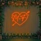 Customized Initials with Arrow Neon Sign with Heart