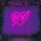 Customized Initials with Arrow Neon Sign with Heart