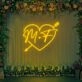 Customized Initials with Arrow Neon Sign with Heart