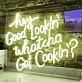 Hey Good Lookin', Whatcha Got Cookin' Neon Sign Add Retro Flair to Your Space