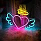 Brighten Up Your Space: Perfect for Weddings, Bars, and Cozy Home Decor - Angelic Deep Pink Heart Neon Sign
