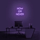 'Now Or Never' neon sign