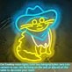 Brighten Your Bar, Office, or Home Decor with a Charming Touch using the Cute Cat In Ice Blue Cowboy Hat Neon Sign.