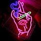 Enhance Your Bar or Party Ambiance with the Deep Pink Hand Bar Neon Sign Featuring a Cigarette in Hand