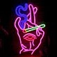 Enhance Your Bar or Party Ambiance with the Deep Pink Hand Bar Neon Sign Featuring a Cigarette in Hand