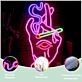 Enhance Your Bar or Party Ambiance with the Deep Pink Hand Bar Neon Sign Featuring a Cigarette in Hand