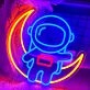 Light Up Your Space Adventure: Astronaut Sitting On The Moon Cute Neon Sign for Kids' Rooms, Play Areas, and Themed Parties