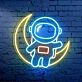 Light Up Your Space Adventure: Astronaut Sitting On The Moon Cute Neon Sign for Kids' Rooms, Play Areas, and Themed Parties