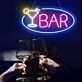 Bar Word Cocktail Glass Ellipse Frame Neon Sign: Perfect for Elevating Your Home Bar, Office, or Store Decor and Creating an Inviting Ambiance for Weddings and Parties.
