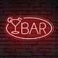 Bar Word Cocktail Glass Ellipse Frame Neon Sign: Perfect for Elevating Your Home Bar, Office, or Store Decor and Creating an Inviting Ambiance for Weddings and Parties.