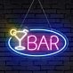 Bar Word Cocktail Glass Ellipse Frame Neon Sign: Perfect for Elevating Your Home Bar, Office, or Store Decor and Creating an Inviting Ambiance for Weddings and Parties.