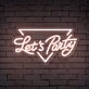 Brighten Up Celebrations and Decor: Lets Party Word Triangle Neon Sign for Bars, Weddings, and Home Gatherings.