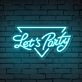 Brighten Up Celebrations and Decor: Lets Party Word Triangle Neon Sign for Bars, Weddings, and Home Gatherings.