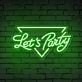 Brighten Up Celebrations and Decor: Lets Party Word Triangle Neon Sign for Bars, Weddings, and Home Gatherings.