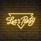 Brighten Up Celebrations and Decor: Lets Party Word Triangle Neon Sign for Bars, Weddings, and Home Gatherings.