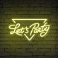 Brighten Up Celebrations and Decor: Lets Party Word Triangle Neon Sign for Bars, Weddings, and Home Gatherings.