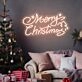 Brighten Your Holiday Celebrations at Home, Office, or Store with the Cheerful Merry Christmas Words Stars Trees Neon Sign.
