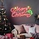 Brighten Your Holiday Celebrations at Home, Office, or Store with the Cheerful Merry Christmas Words Stars Trees Neon Sign.