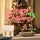 Brighten Your Holiday Celebrations at Home, Office, or Store with the Cheerful Merry Christmas Words Stars Trees Neon Sign.