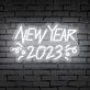 Celebrate and spark joy in your office, bar, and New Year festivities with the New Year 2023 Words Decorative Neon Sign.