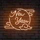 Bring the Glow to Your Celebrations and Spaces: New Year Clouded Moon Festive Neon Sign for Bars, Weddings, and Home Ambiance.