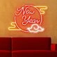 Bring the Glow to Your Celebrations and Spaces: New Year Clouded Moon Festive Neon Sign for Bars, Weddings, and Home Ambiance.
