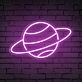 Brighten Your Bedroom, Playroom, or Theme Party Ambiance with the Whimsical Planet Cute Space Neon Sign.