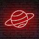 Brighten Your Bedroom, Playroom, or Theme Party Ambiance with the Whimsical Planet Cute Space Neon Sign.