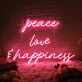 Peace, Love &amp; Happiness Neon Sign