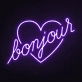 Bonjour Heart Neon Sign