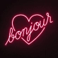 Bonjour Heart Neon Sign