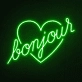 Bonjour Heart Neon Sign