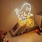 Elevate Your Halloween Decor: Spookify Your Home, Office, or Party with the Halloween Ghost On A Bicycle LED Neon Sign.