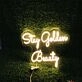 Brighten Up Your Bar, Wedding, or Office Space with Stay Golden Beauty Yellow Custom LED Neon Sign - The Perfect Accent for Any Setting.