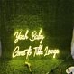 Brighten Up Your Bar, Restaurant or Home Entertainment Space with the "Yeah Baby Come To Tikka Lounge" Yellow Custom LED Neon Sign.