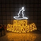 Brighten Up Your Halloween Festivities and Decor: Happy Halloween With Wizard Hat LED Neon Sign for Home, Office, and Party Ambiance.