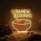 Brighten Your Kitchen, Bar Area, or Next Party with the Vibrant Ramen And Drinks LED Neon Sign.