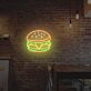 Light Up Your Bar, Diner, or Kitchen with the Captivating Hamburger Neon Sign - Perfect for Business Promotions and Home Wall Decor.