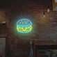 Light Up Your Bar, Diner, or Kitchen with the Captivating Hamburger Neon Sign - Perfect for Business Promotions and Home Wall Decor.