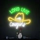 Brighten Up Your Western-Themed Bar or Wedding: Long Live Cowgirls Neon Sign Led Light Cowboy Hat Decoration.