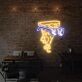 Brighten Up Your Space - Perfect for Game Room, Home Bar, or Store: Pizza With Glasses Neon Sign in Custom Sizes and Colors