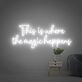 Enhance Your Home, Bar, or Event Ambiance with This Is Where The Magic Happens Colorful LED Neon Sign.